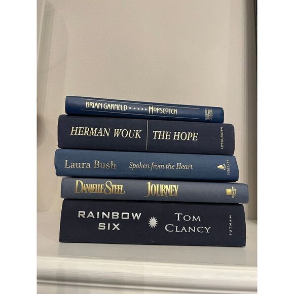 Hardback Books by Color Black and Navy with Gold Lettering Group of 5 as Shown - Picture 2 of 4
